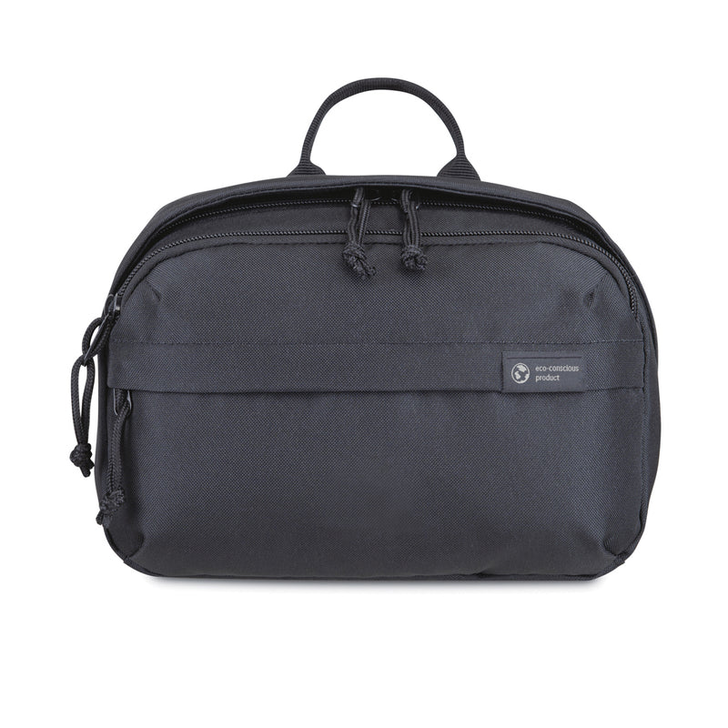 Load image into Gallery viewer, Renew AWARE™ rPET toiletry bag by XD Collection, eco-friendly travel bag with zipper closure and multiple compartments.