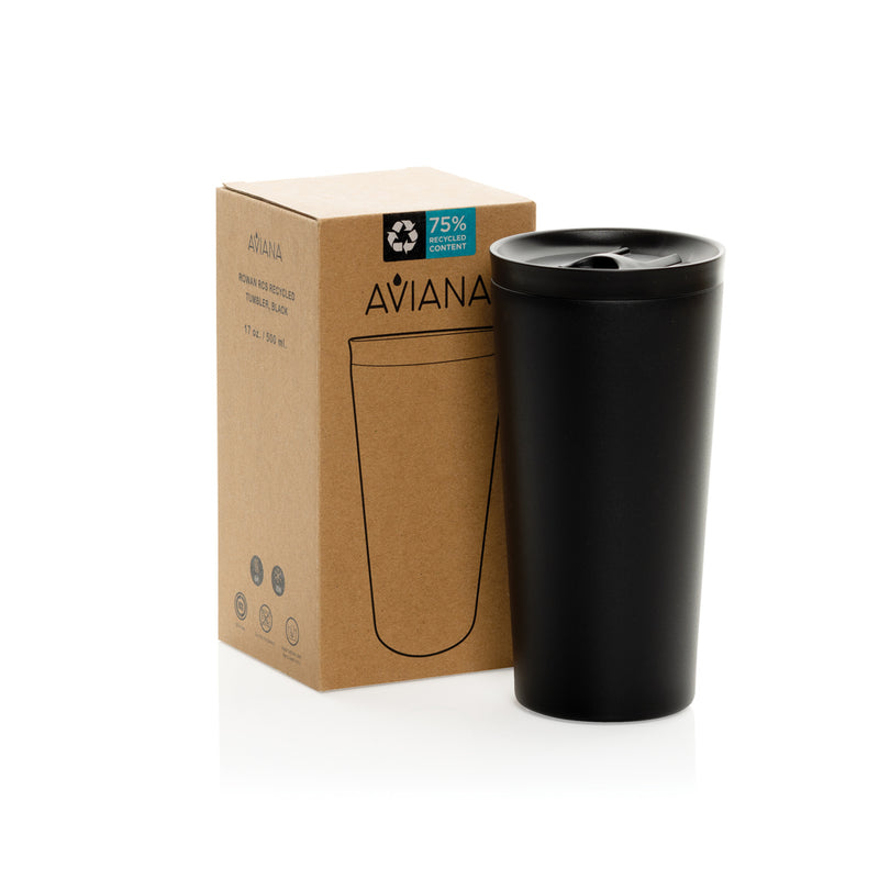 Load image into Gallery viewer, Aviana™ Rowan RCS 500 ML recycled tumbler drinkware with a clear body and lid, eco-friendly reusable travel mug.
