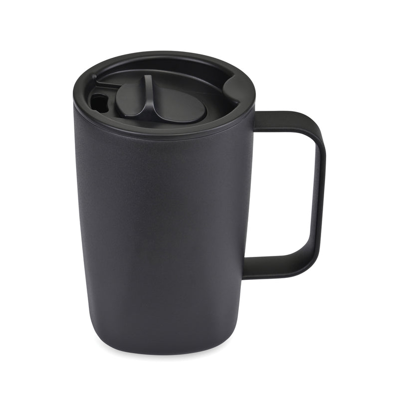 Load image into Gallery viewer, Aviana Rowan RCS recycled 450ml ceramic mug with eco-friendly design and handle, showcasing a white and natural finish.