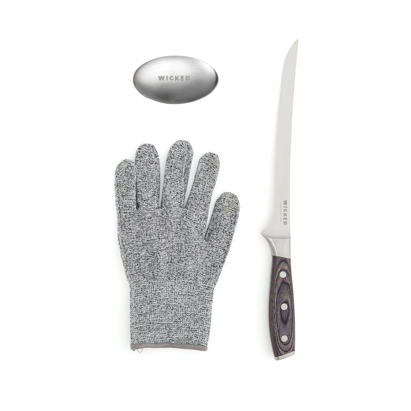 Load image into Gallery viewer, Vinga Kaiser Fillet Set for home kitchen, includes fish fillet knives and utensils, stainless steel and ergonomic handles.