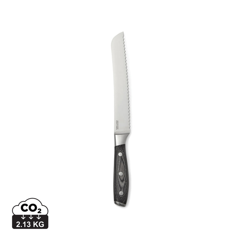 Load image into Gallery viewer, Vinga Kaiser bread knife with serrated blade and wooden handle, ideal for slicing bread and baked goods at home.