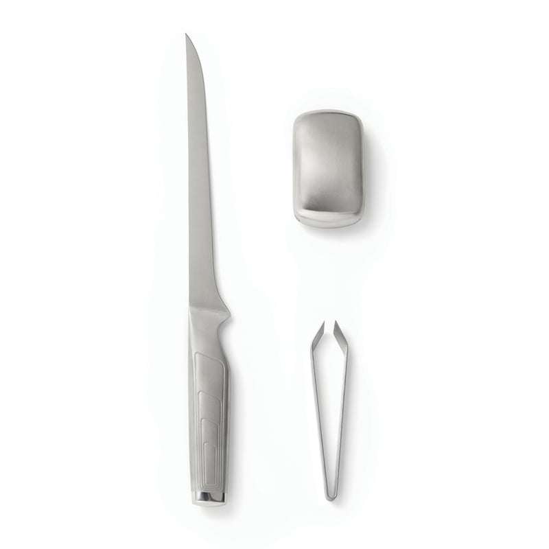 Load image into Gallery viewer, Vinga Hattasan fillet set for home and living, includes multiple stainless steel fillet knives arranged on a wooden surface.