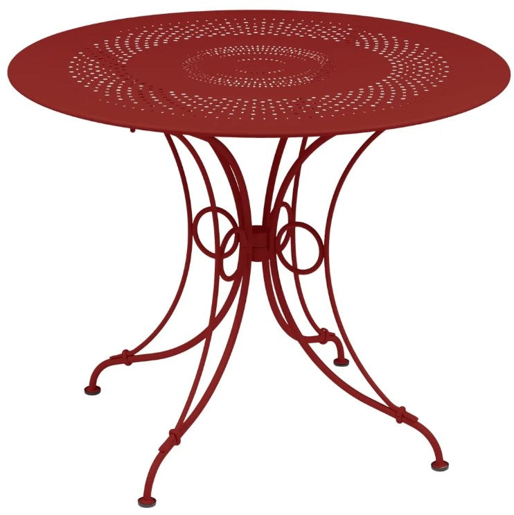 Load image into Gallery viewer, Fermob 1900 outdoor table with 96cm diameter in vibrant color, stylish round metal table for patio or garden use