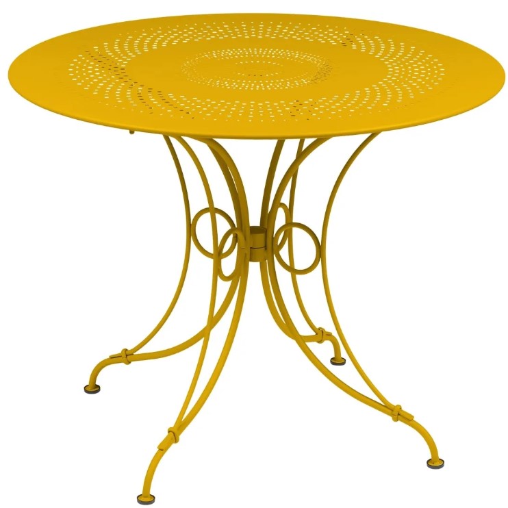 Load image into Gallery viewer, Fermob 1900 outdoor table with a 96cm diameter, featuring a sleek round design in vibrant color for outdoor dining spaces.