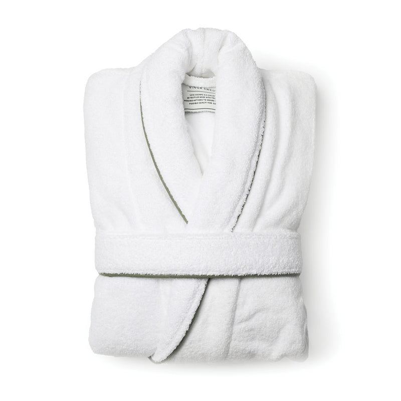 Load image into Gallery viewer, Vinga Harper bathrobe in size L/XL, soft and plush, displayed on a hanger, perfect for comfortable home lounging.