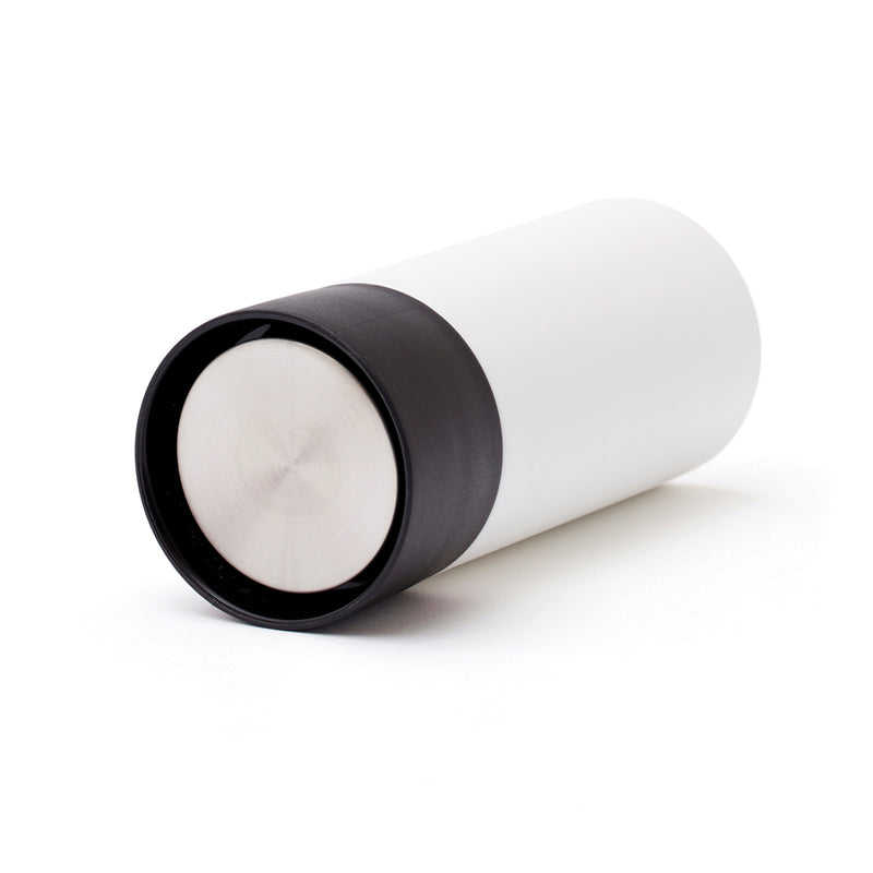 Load image into Gallery viewer, Vinga Otis thermo to-go mug in stainless steel with black lid, portable drinkware for hot beverages on the go