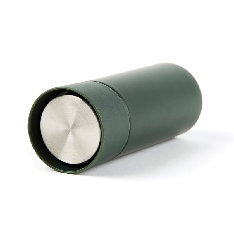 Load image into Gallery viewer, Vinga Otis thermo to-go mug in stainless steel, insulated drinkware with a black lid for hot or cold beverages on the go.