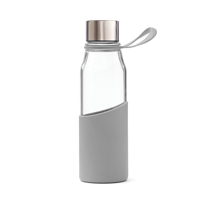 Load image into Gallery viewer, Vinga Lean Glass Water Bottle in clear glass with a stainless steel lid, designed for stylish and eco-friendly hydration.