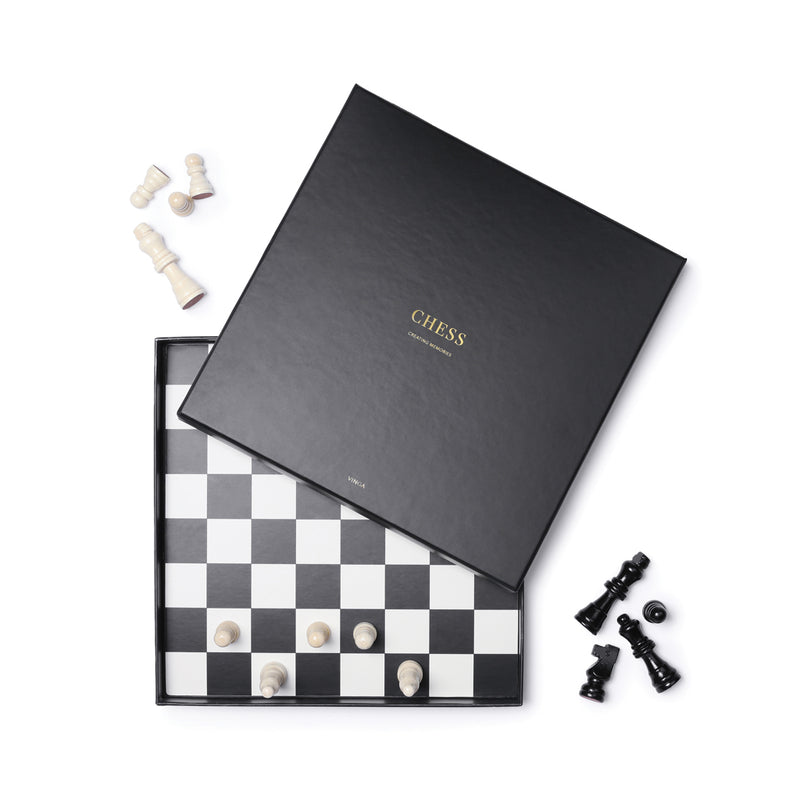 Load image into Gallery viewer, Vinga chess coffee table game featuring a classic chessboard design on a stylish wooden surface.