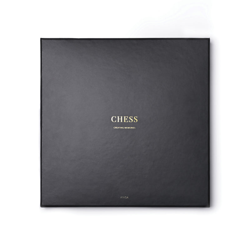 Load image into Gallery viewer, Vinga Chess coffee table game with a wooden chessboard and chess pieces, designed for home and living spaces.