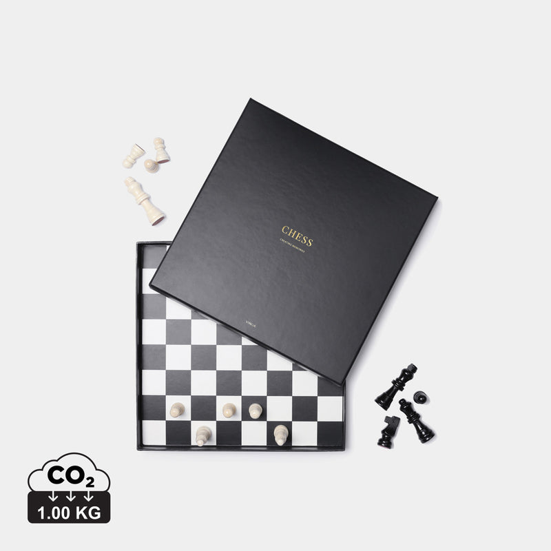 Load image into Gallery viewer, Vinga Chess coffee table game with wooden chessboard for home and living room decor and entertainment.
