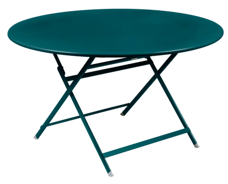Load image into Gallery viewer, Fermob Caractère foldable metal table with 128 cm diameter, eight-seater, silver finish, and sturdy foldable design.