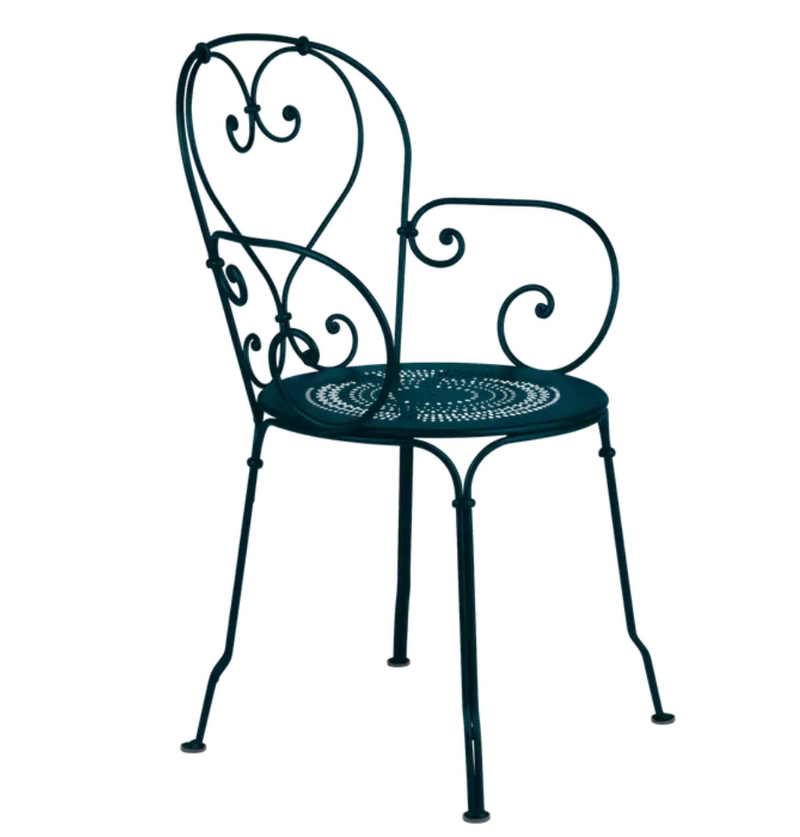Load image into Gallery viewer, Fermob 1900 Lounge Armchair with woven Acapilco-style seat and metal frame, ideal for outdoor patio seating.