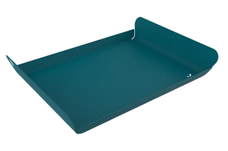 Load image into Gallery viewer, Fermob Acapulco Blue metal tray measuring 23x17 cm, outdoor serving tray with a vibrant blue finish.