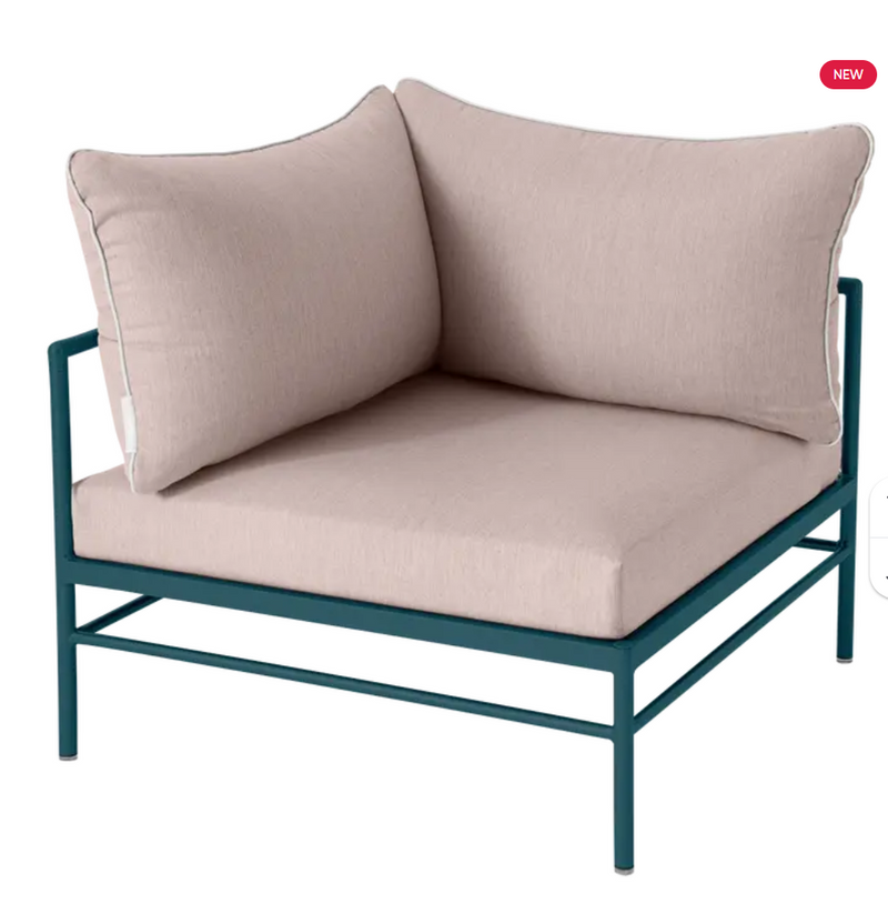 Load image into Gallery viewer, Fermob Rivage corner outdoor armchair with metal frame and Papyrus fabric, designed for stylish outdoor seating.