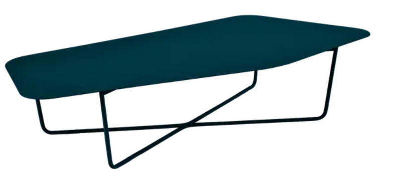 Load image into Gallery viewer, Blue Ultrasofa metal low table by Fermob with a sleek rectangular design, ideal for outdoor use and modern outdoor furniture.