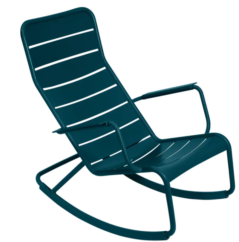 Load image into Gallery viewer, Fermob Luxembourg outdoor rocking chair with sleek aluminium frame, designed for comfortable outdoor lounging.