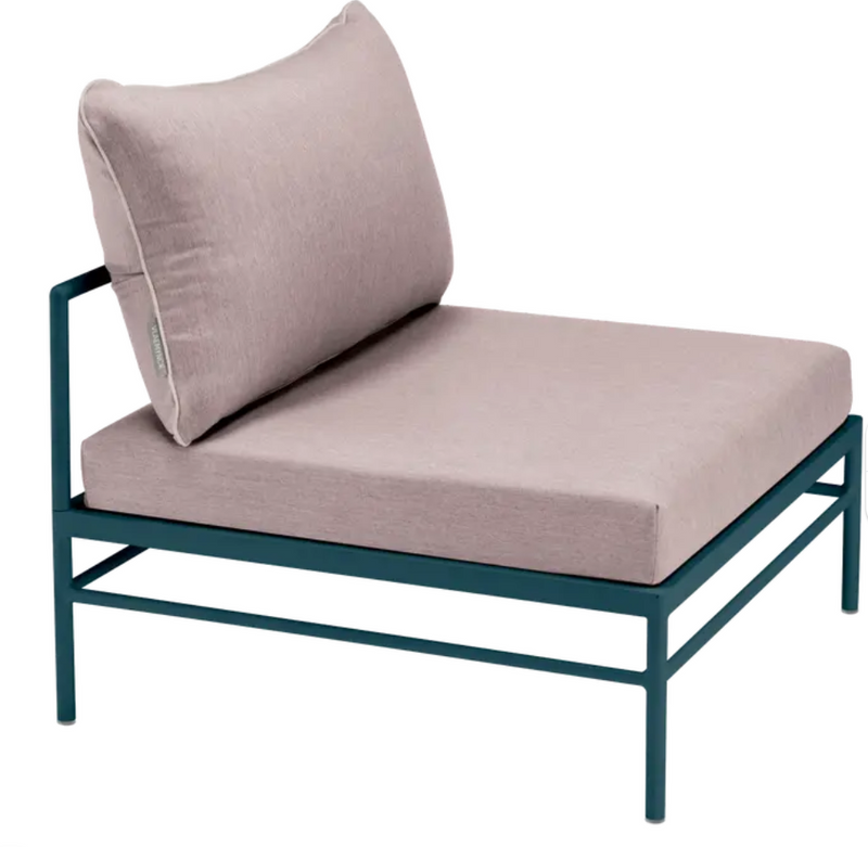Load image into Gallery viewer, Fermob Rivage Low Chair outdoor metal sofa in Papyrus color, featuring a sleek, modern design for outdoor seating.
