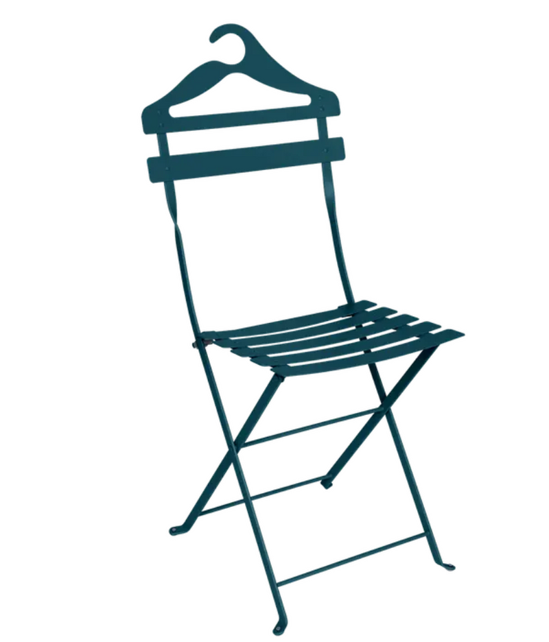Load image into Gallery viewer, Fermob Bistro Valet Chair, a stylish foldable metal Acapulco-style hanging chair for outdoor or indoor use.