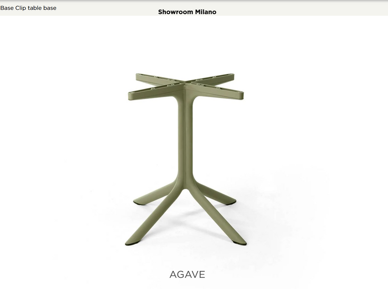 Load image into Gallery viewer, Nardi Agave Base Clip for table base, sturdy metal support for restaurant tables, shown attached to a table in a commercial setting.
