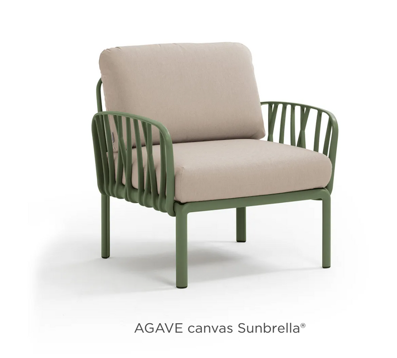 Load image into Gallery viewer, Nardi Komodo Poltrona modular outdoor armchair with agave canvas Sunbrella fabric, designed for customizable outdoor seating.
