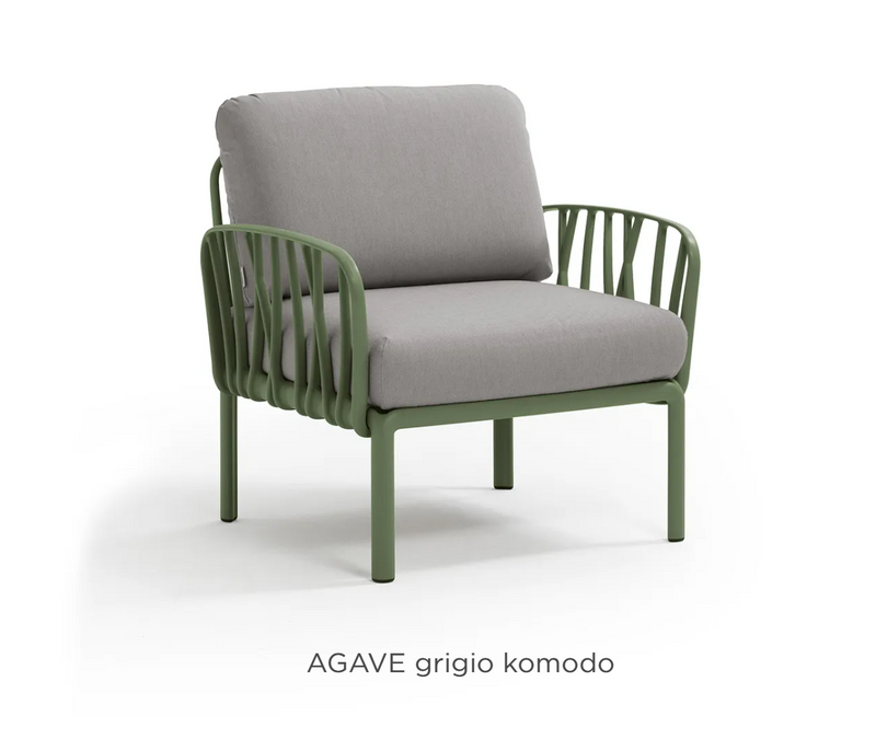 Load image into Gallery viewer, Nardi Komodo modular outdoor armchair from Custom Wood Designs with sunbrella fabric and agave grogio color for outdoor seating.