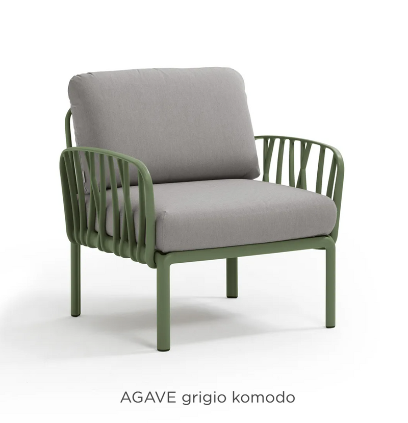 Load image into Gallery viewer, Nardi Komodo outdoor armchair from Custom Wood Designs with agave Sunbrella fabric, part of modular outdoor sofa collection.