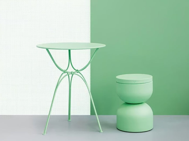 Load image into Gallery viewer, Fermob Airloop Garden Table with 60cm diameter, outdoor table for cafes, restaurants, and hotels, featuring a sleek metal design.