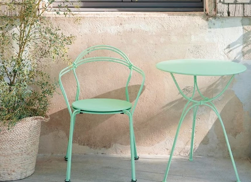 Load image into Gallery viewer, Fermob Airloop Table Ø 60cm for garden or restaurant, round metal table with sleek design and sturdy legs.