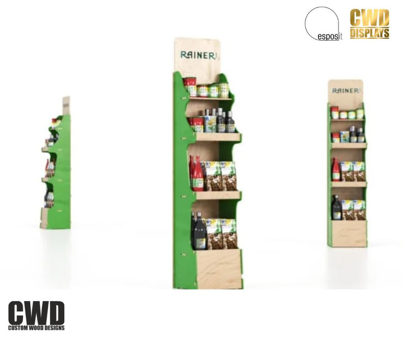 Load image into Gallery viewer, Albus Bottle and Product Display Stand - Custom Wood Designs
