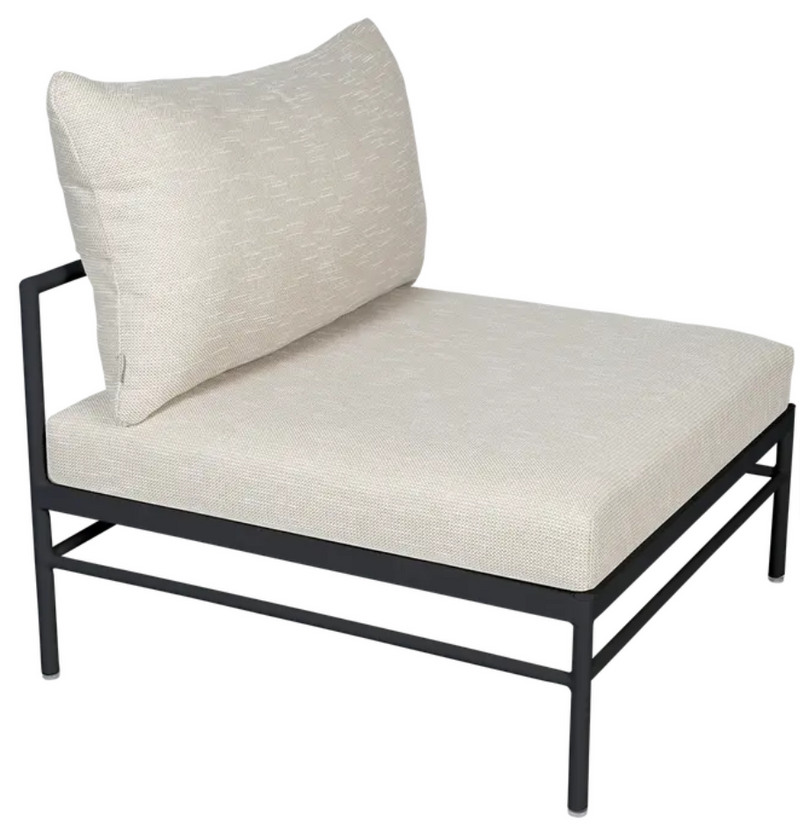 Load image into Gallery viewer, Fermob Rivage Low Chair in antacite metal with wicker seating, outdoor sofa design, suitable for garden or patio use.