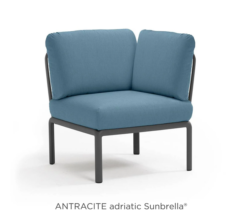 Load image into Gallery viewer, Nardi Komodo Corner Module outdoor sofa with anthracite Sunbrella fabric, modular design, suitable for outdoor patio or garden seating.
