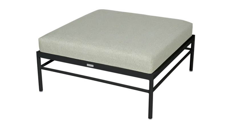 Load image into Gallery viewer, Fermob Rivage outdoor ottoman in anthracite metal with cactus pattern, lightweight aluminum frame, perfect for outdoor lounge spaces.