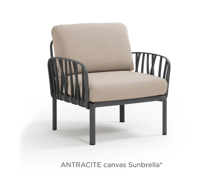 Load image into Gallery viewer, Nardi Komodo modular outdoor armchair with antracite Sunbrella canvas fabric, part of the outdoor sofa collection by Custom Wood Designs.