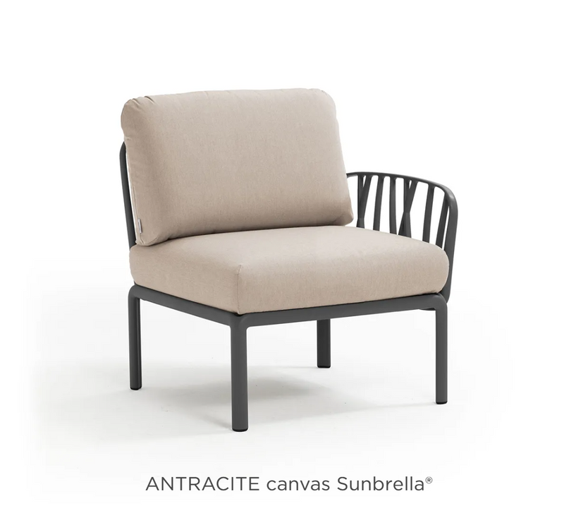 Load image into Gallery viewer, Nardi Komodo Terminal Module outdoor sofa with antracite Sunbrella fabric, modular design, suitable for outdoor spaces.