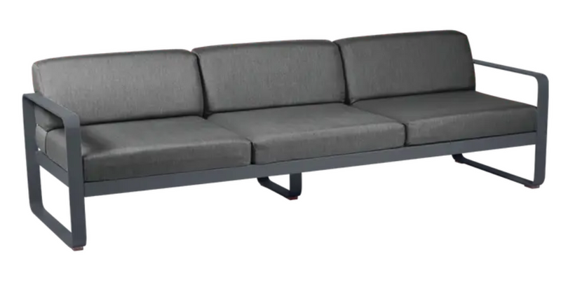 Load image into Gallery viewer, Fermob Bellevie 3-seater outdoor sofa with grey antracite metal frame, stylish and durable garden furniture for outdoor seating.