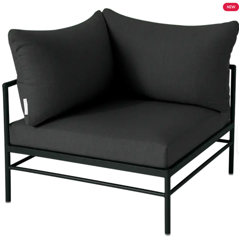 Load image into Gallery viewer, Antracite grey Fermob Rivage corner outdoor sofa armchair with metal frame, designed for stylish outdoor seating.