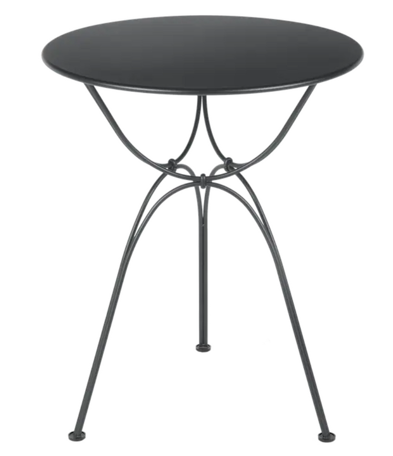 Load image into Gallery viewer, Antracite Fermob Airloop Garden Table with a round metal top and slender legs, designed for outdoor garden and patio use.