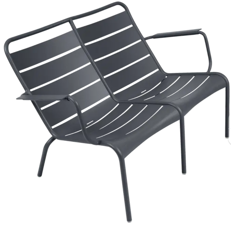 Load image into Gallery viewer, Antracite Luxembourg Duo Low Armchair by Fermob, part of Fermb Kids Corner Contract Bench collection, showcasing modern outdoor furniture.