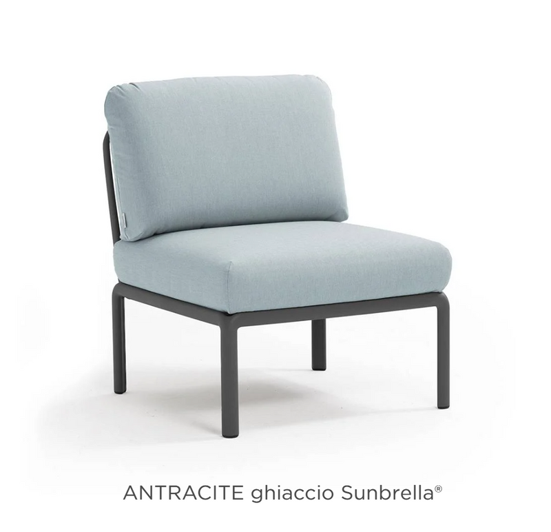 Load image into Gallery viewer, Nardi Komodo Central Sofa Module in anthracite and ice gray with Sunbrella fabric, part of the outdoor Komodo sectional sofa.