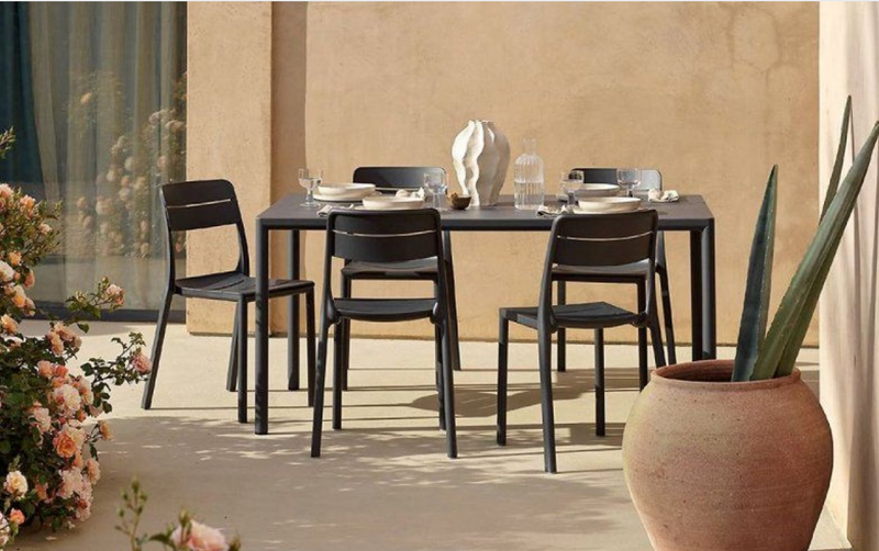 Load image into Gallery viewer, Nardi Piave 70 outdoor contract table by Custom Wood Designs, Antracite finish, 140x80 cm, ideal for restaurant outdoor furniture.