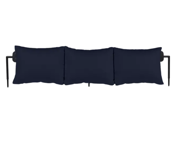 Load image into Gallery viewer, Fermob Rivage backrest for sunlounger to bench conversion in anthracite and midnight blue metal outdoor furniture accessory