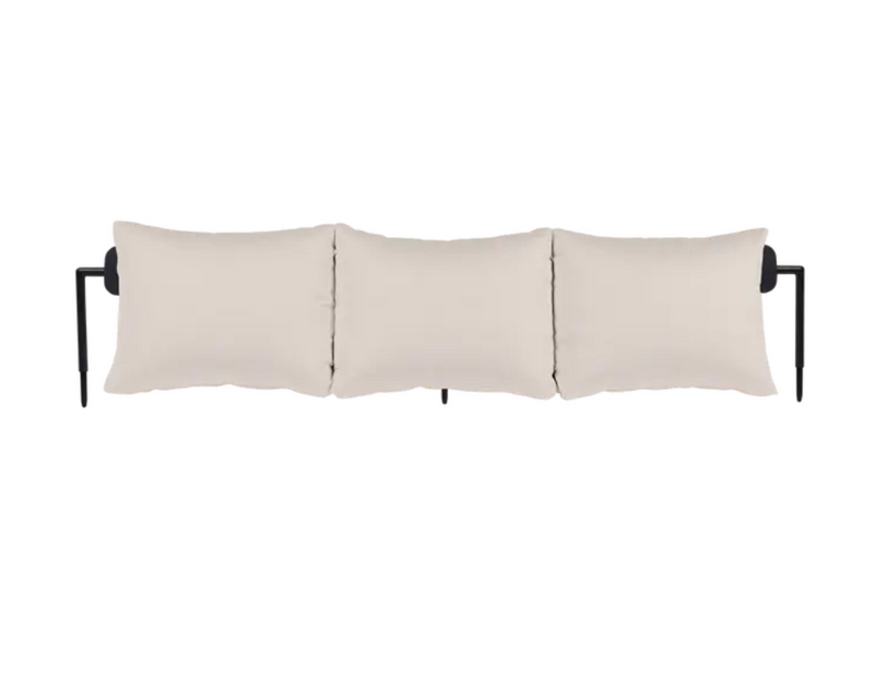 Load image into Gallery viewer, Fermob Rivage backrest conversion for sunlounger to bench in antracite and papyrus blue metal outdoor furniture.