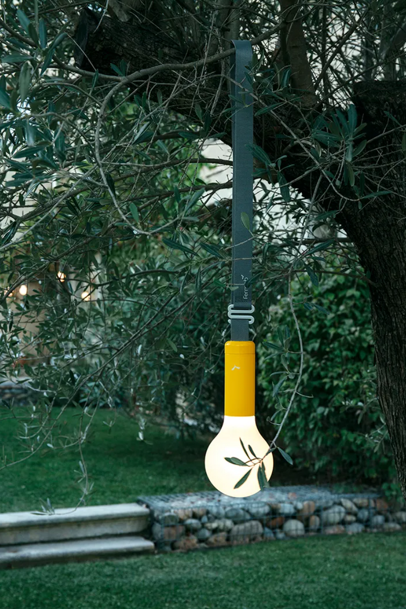 Load image into Gallery viewer, Fermob APLÔ suspended lamp with H.24 size and suspension strap, hanging with a rechargeable design and modern style.