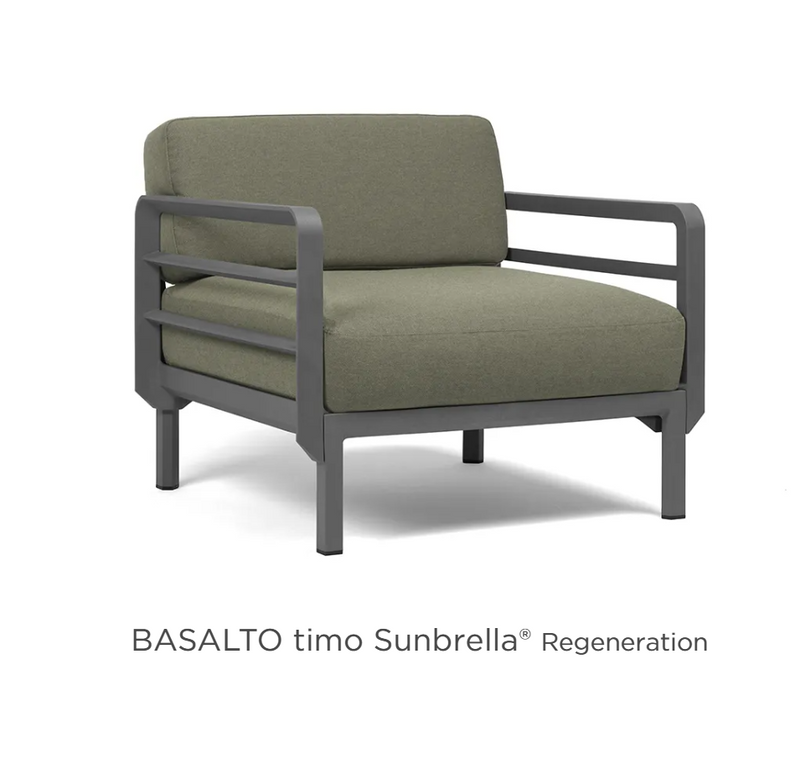Load image into Gallery viewer, Nardi Maximo modular outdoor sofa armchair with basalt-colored cushions, part of a versatile outdoor lounge furniture set.
