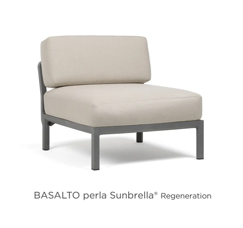Load image into Gallery viewer, Nardi Maximo modular sofa with Basalto Perla Sunbrella fabric, showing the central seat module for outdoor hospitality spaces.