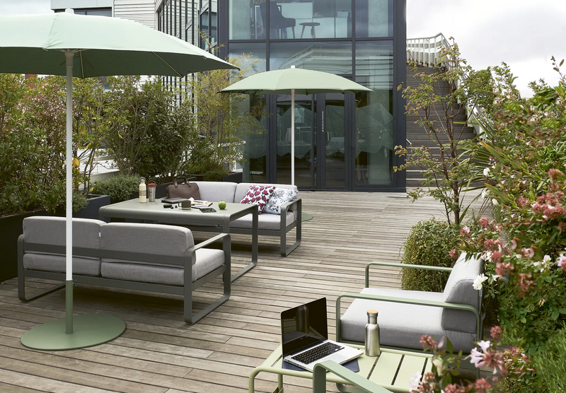 Load image into Gallery viewer, Fermob Bellevie 2-seater outdoor sofa with a sleek frame and comfortable cushions, ideal for patio or garden seating.
