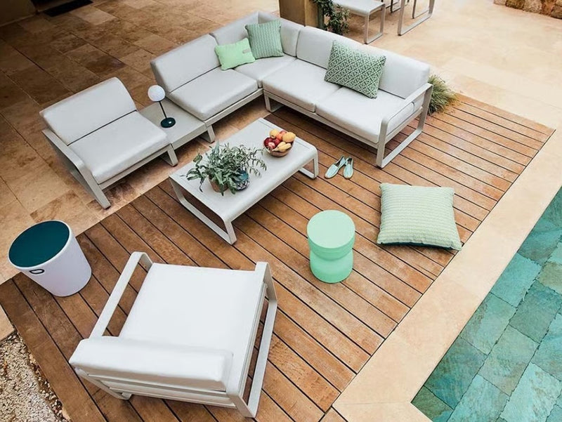Load image into Gallery viewer, Fermob Bellevie low aluminum lounge table measuring 103x75 cm, outdoor garden or restaurant furniture with a sleek design.