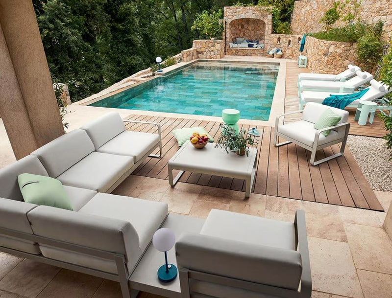 Load image into Gallery viewer, Fermob Bellevie low aluminum lounge table, 103x75 cm, outdoor garden furniture with a sleek modern design.