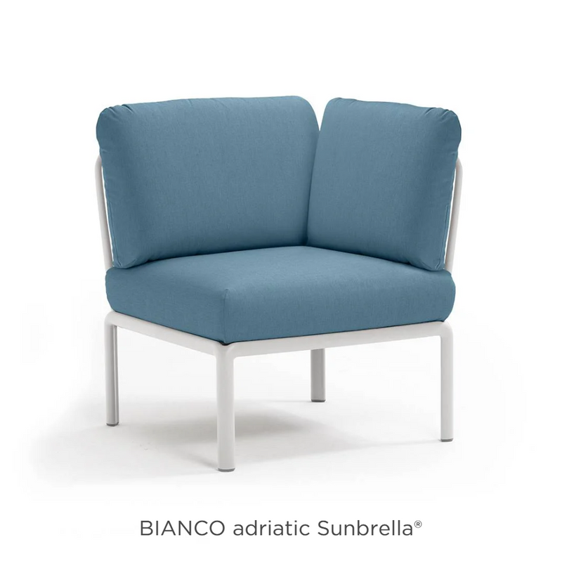 Load image into Gallery viewer, Nardi Komodo corner outdoor sofa module with white Sunbrella fabric, designed for outdoor patio or garden seating.